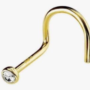 18g Cz Gold Plated Nose Ring